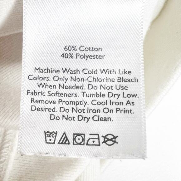 EDDIE BAUER Monstera Leaf Print Sweatshirt Scoop Neck Classic Fit Ivory Size L - Picture 5 of 8